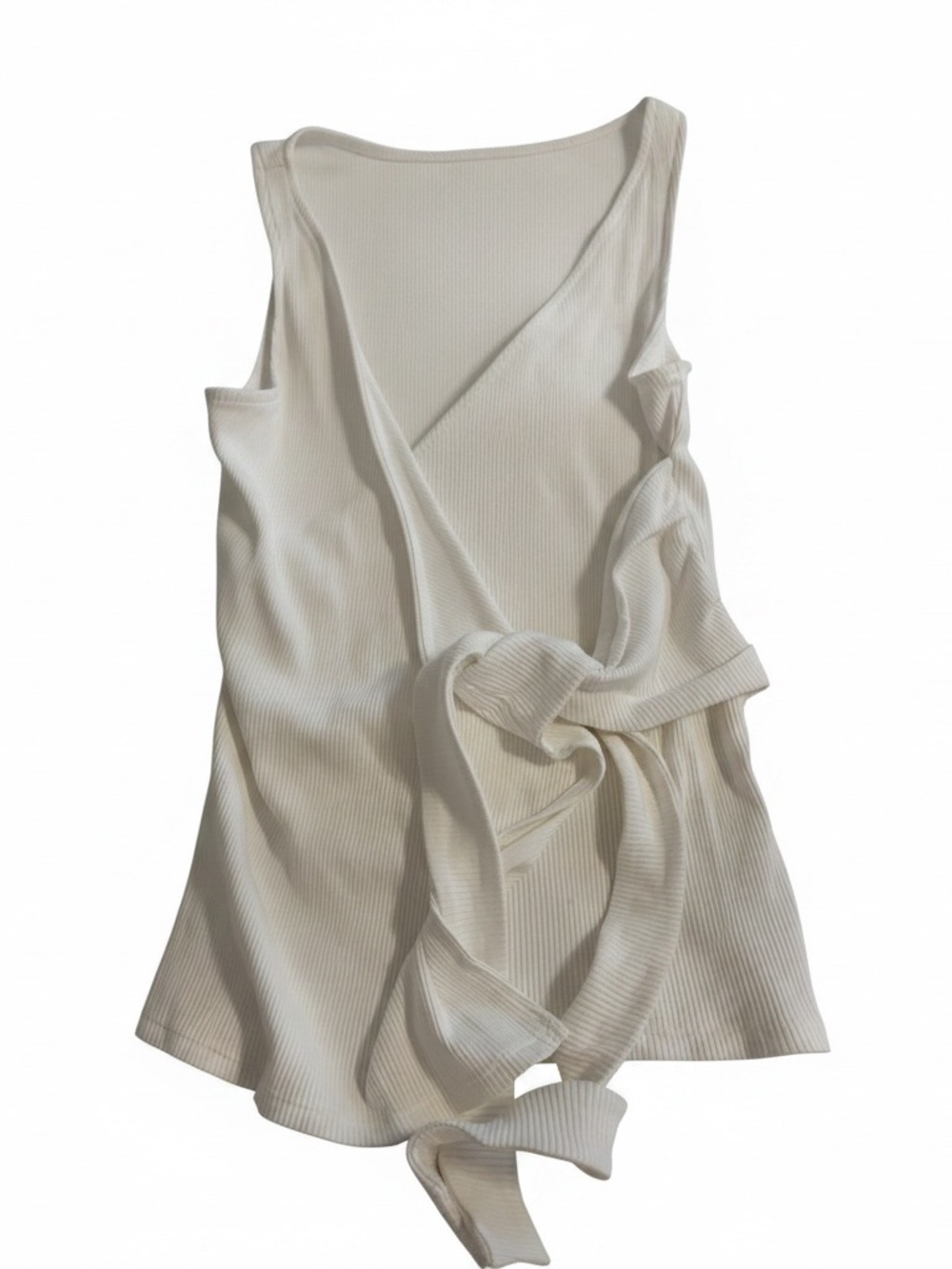 Express White Ribbed Tank with Tie Detail